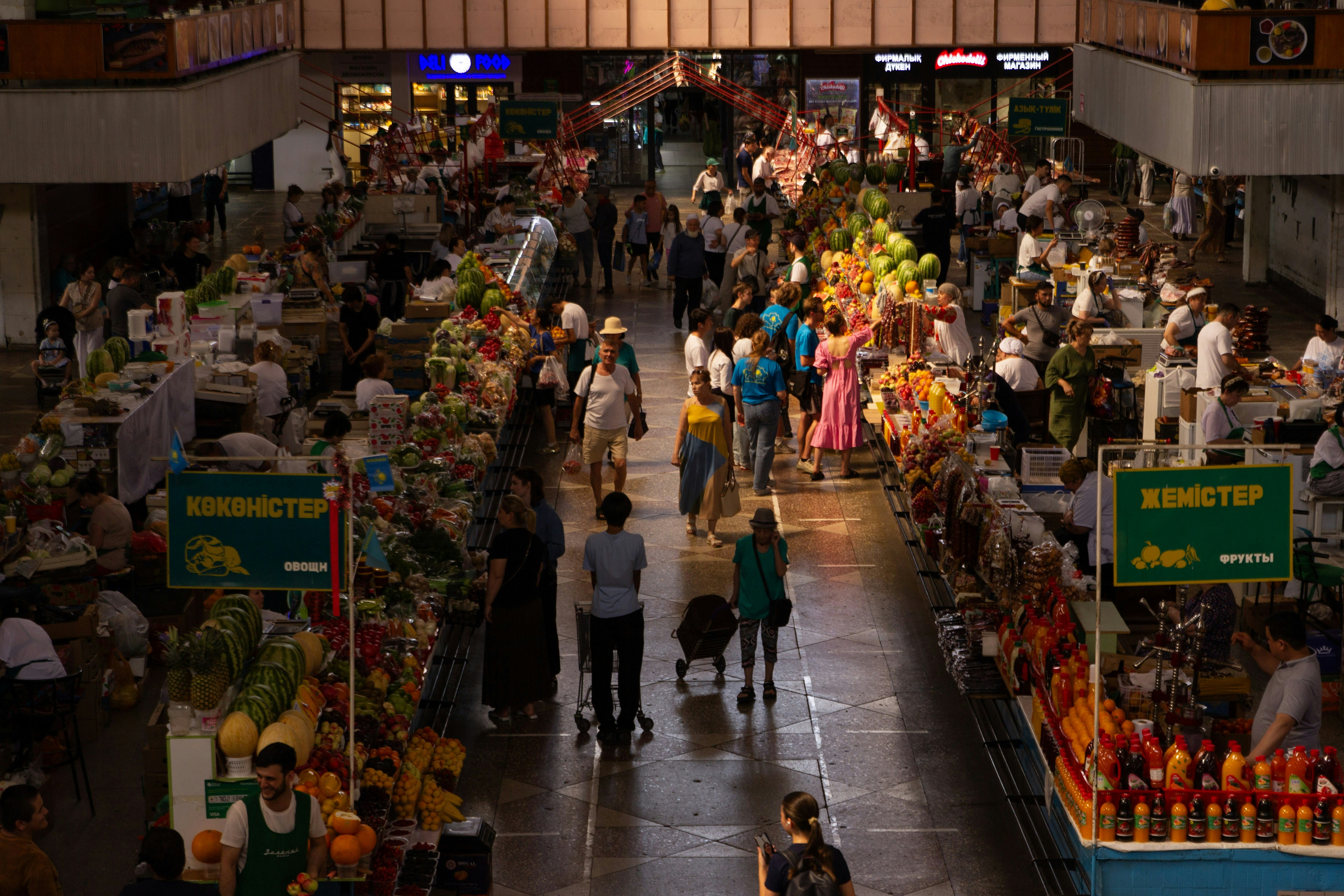 A crowded marketplace bustling with people.