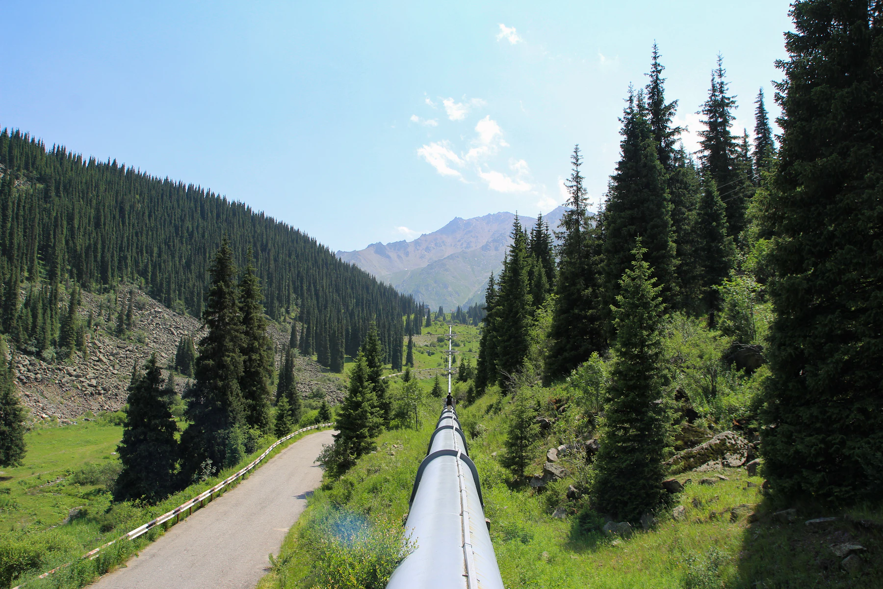 Pipeline crossing a mountainous landscape