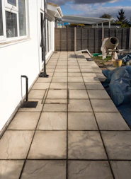 Newly tiled patio in the backyard.