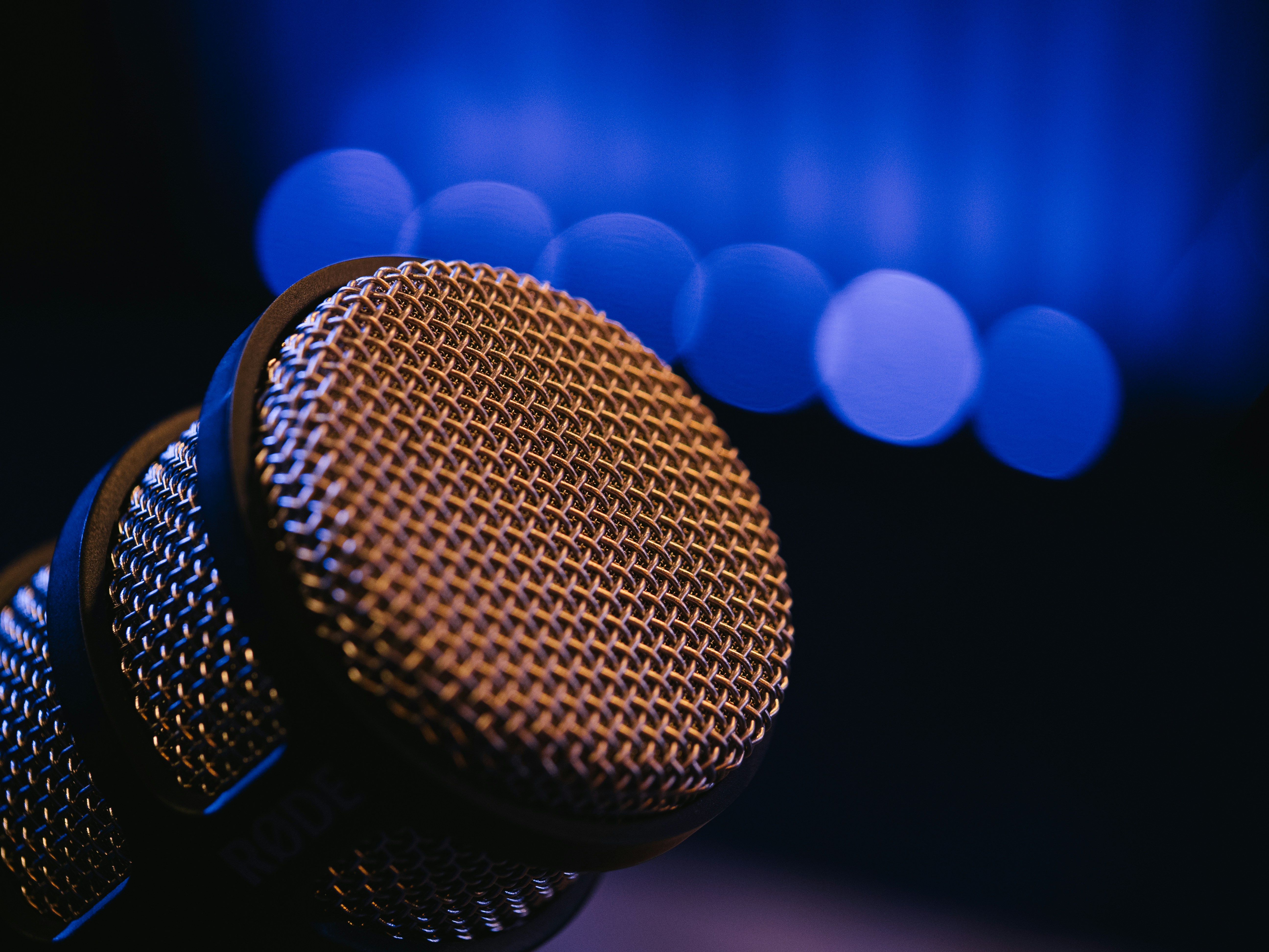 Microphone with blue lights