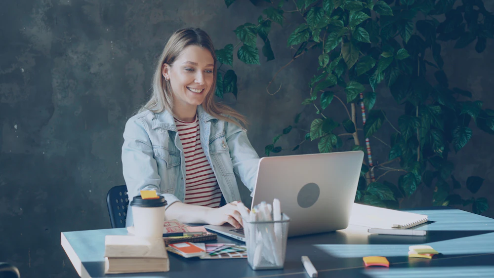 Professional practising alone on a video call