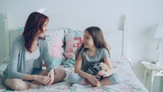 Mother and daughter are having a conversation.