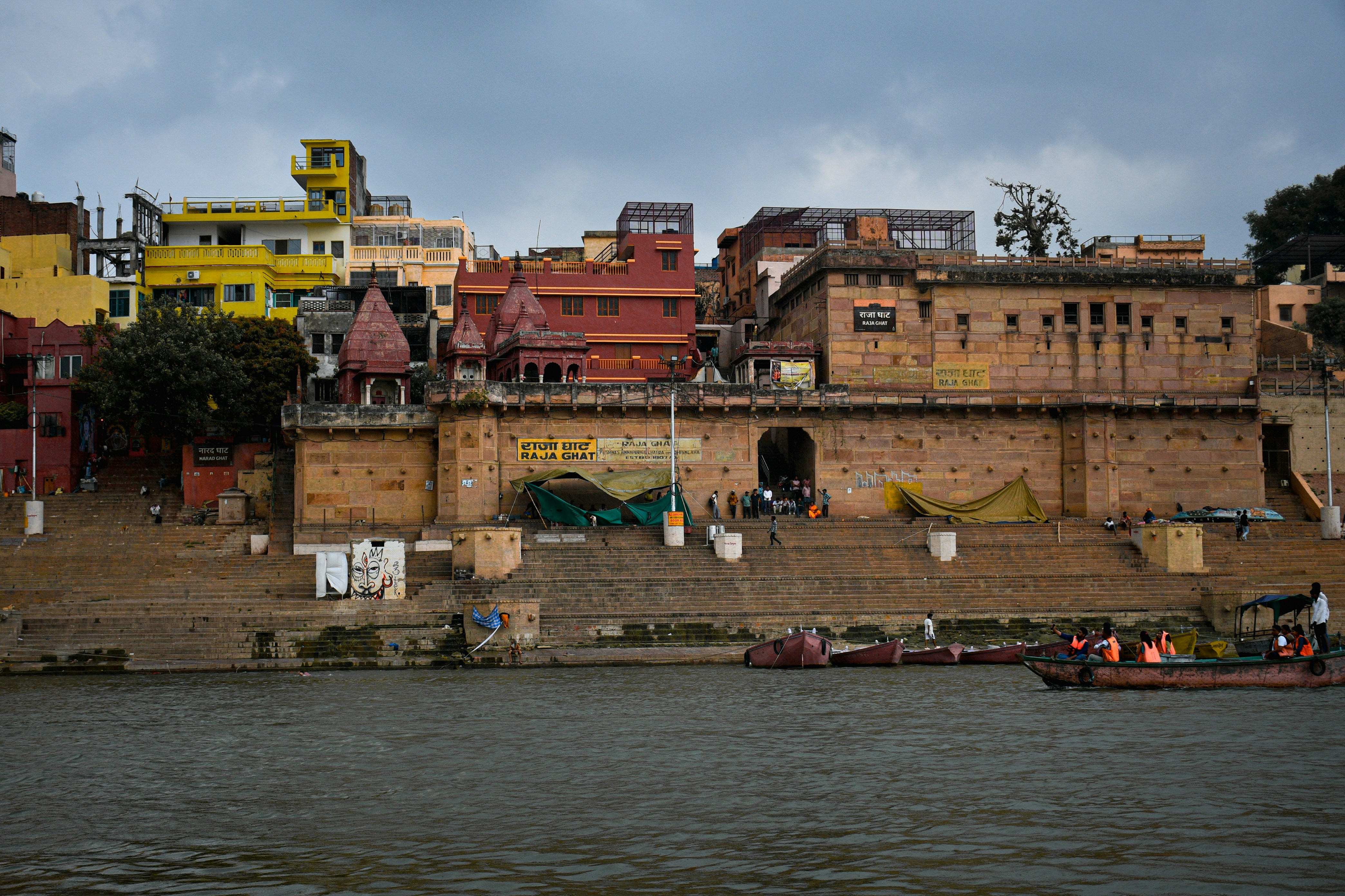 Varanasi riverfront at sunset