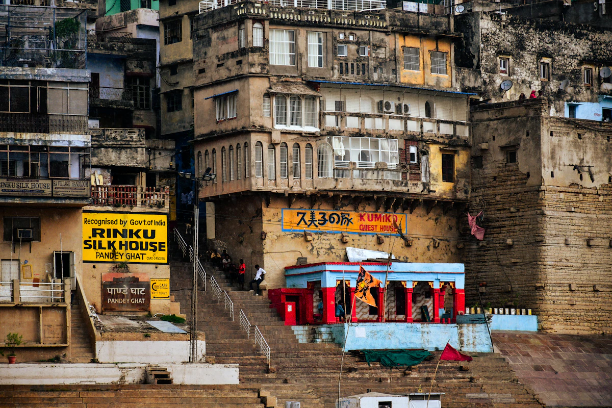 Riverfront ghats along the Ganga at Varanasi