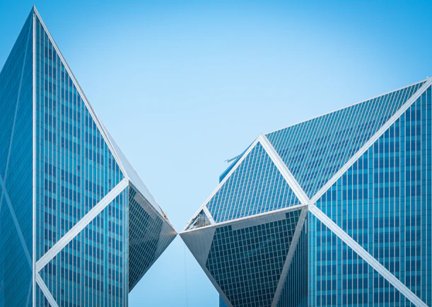 Modern architecture and geometric skyscraper
