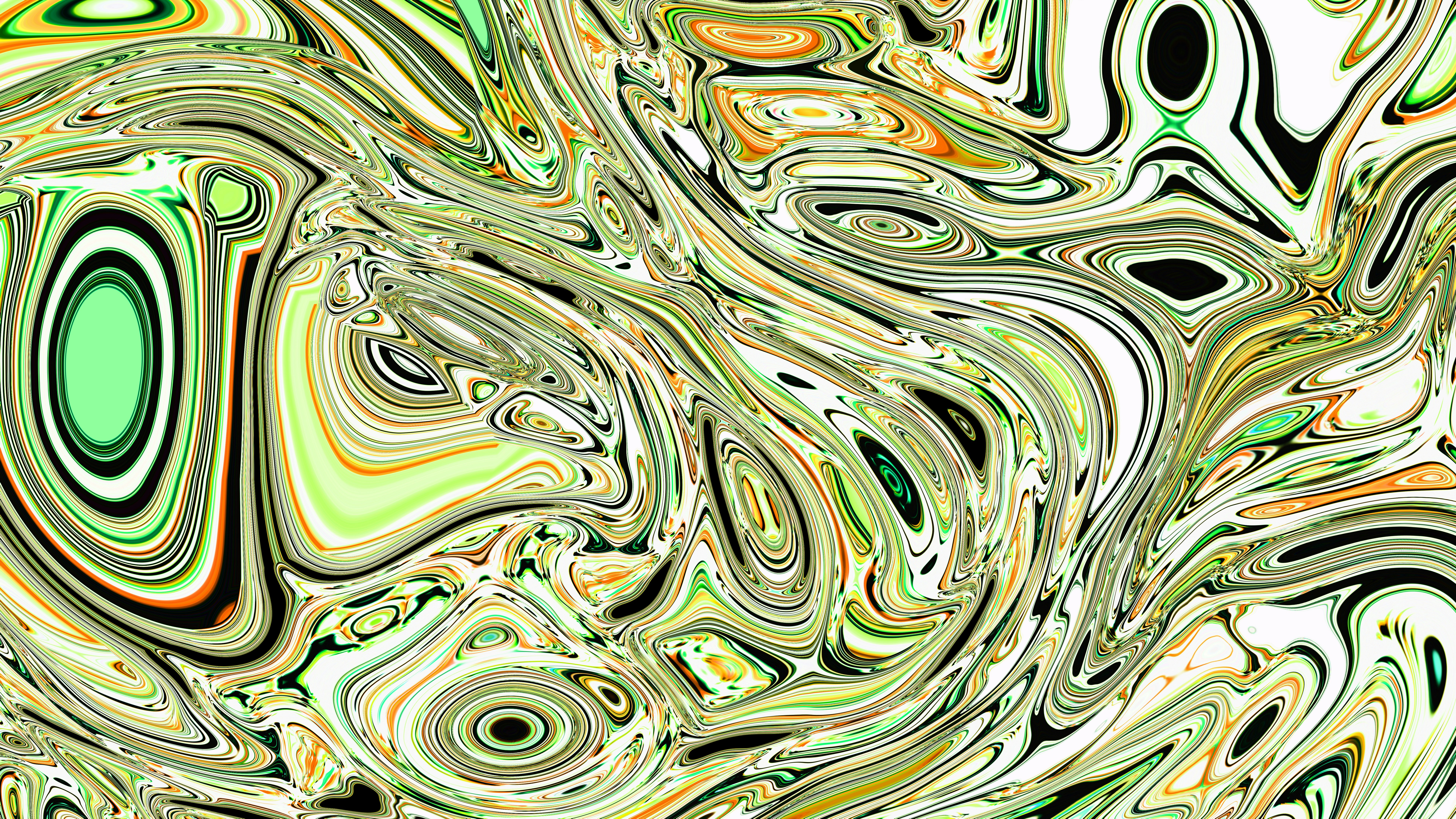 抽象的なカラフルな渦巻き模様と曲線がサイケデリックなデザインを