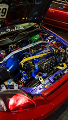 A honda type r engine bay, highly modified.