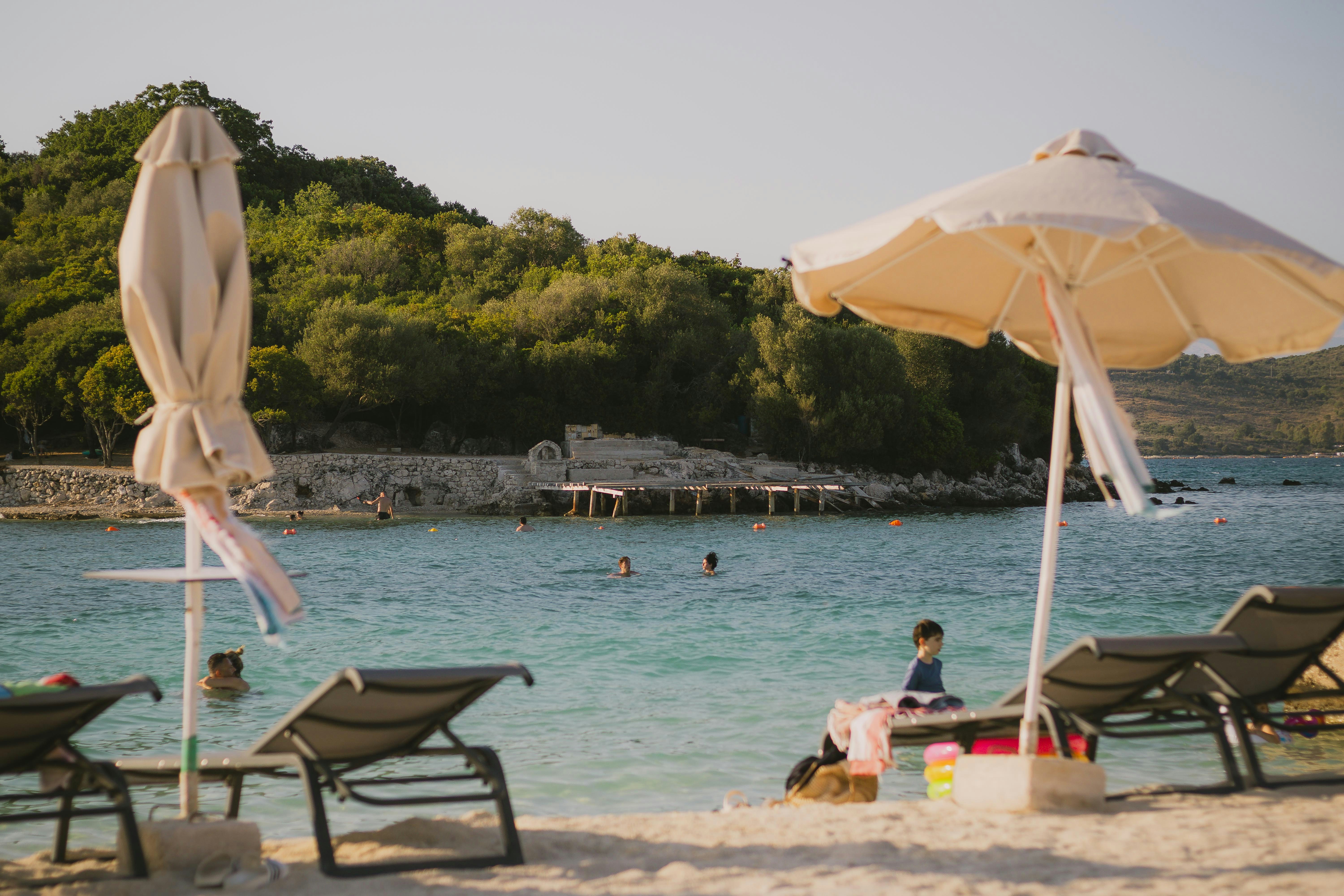 Scenic view of Ksamil Beach with clear turquoise water