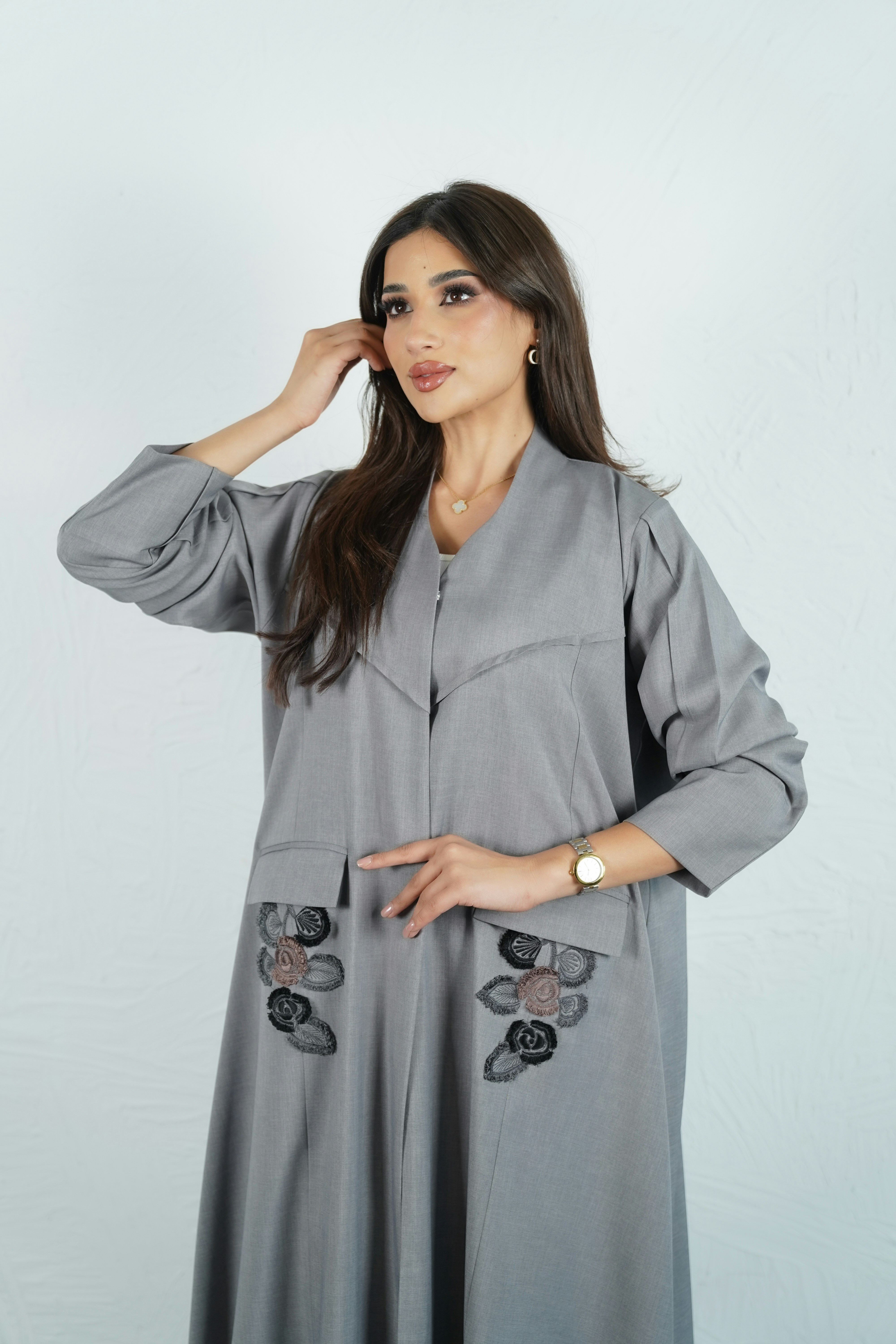 Front open abaya with buttons