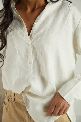 Cream Linen Blouse
