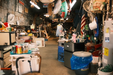 The room is packed with various objects and items.