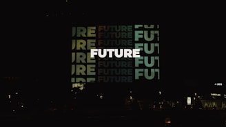 The image showcases the word "future" on a building.