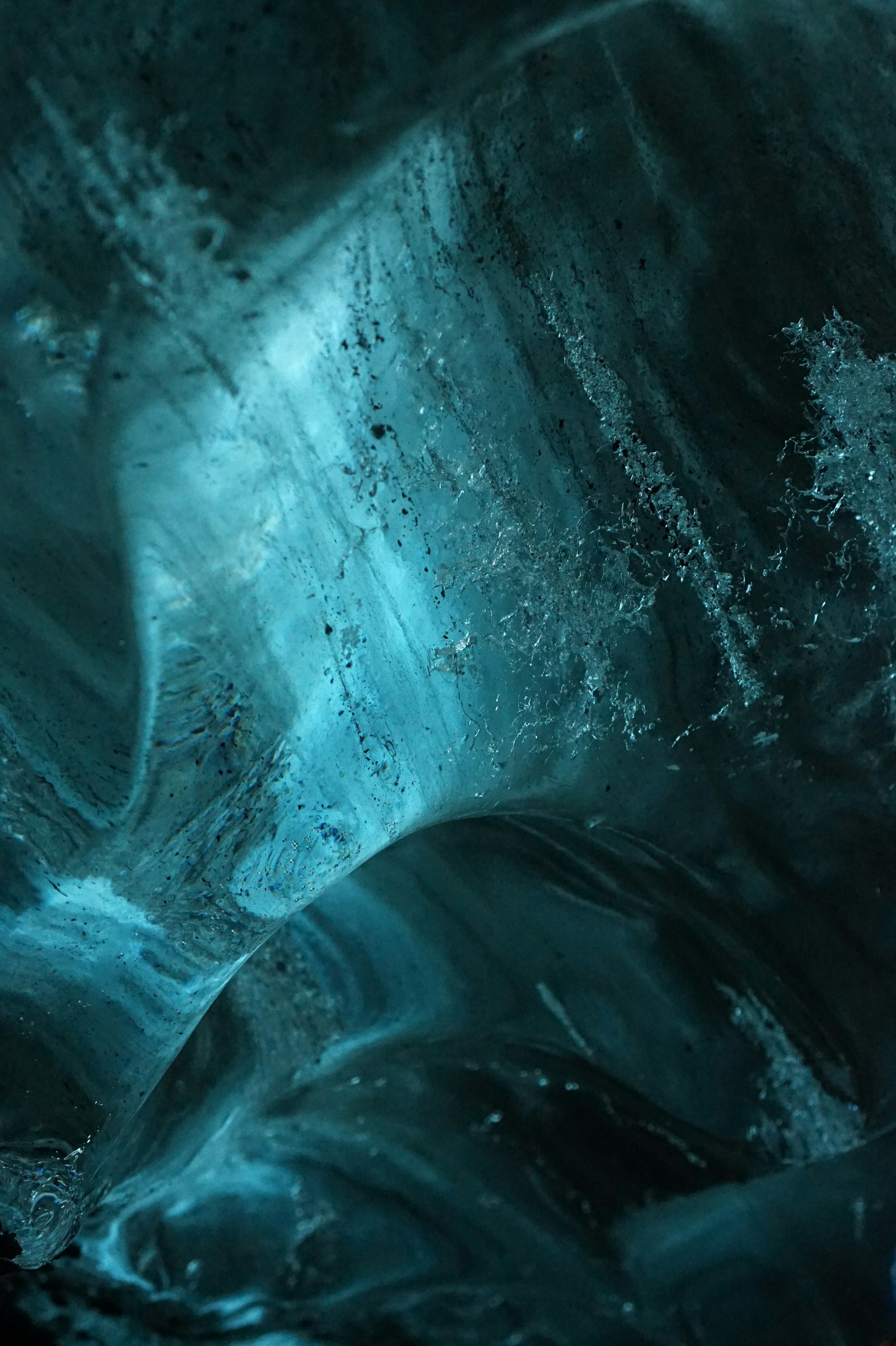 An ice grotto carved into a glacier