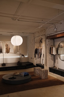A modern clothing store with minimalist design.