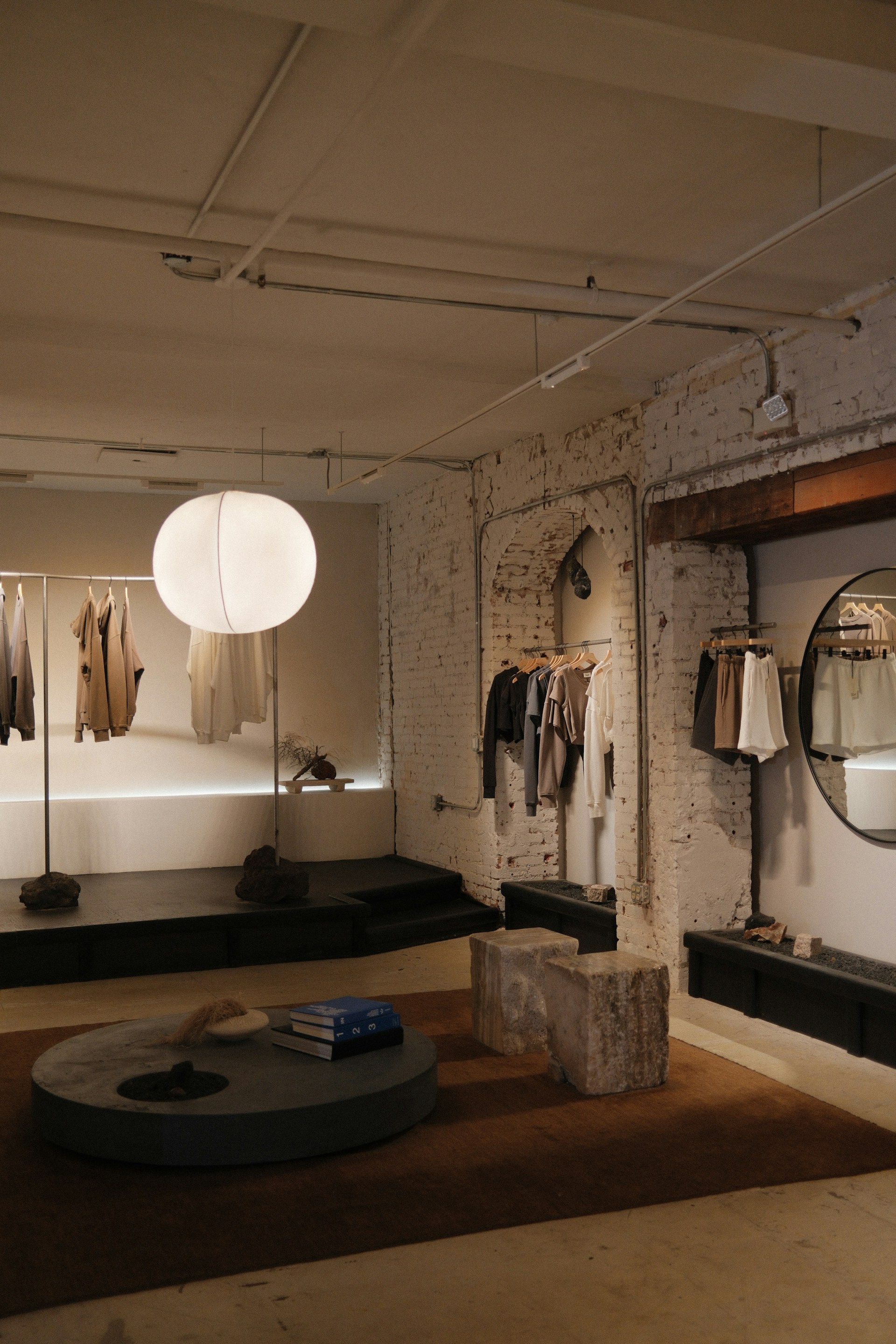 A modern clothing store with minimalist design.