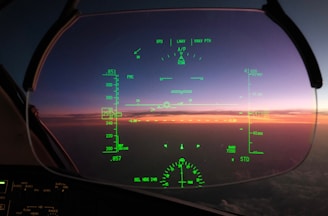 A hud shows the horizon during a sunset.
