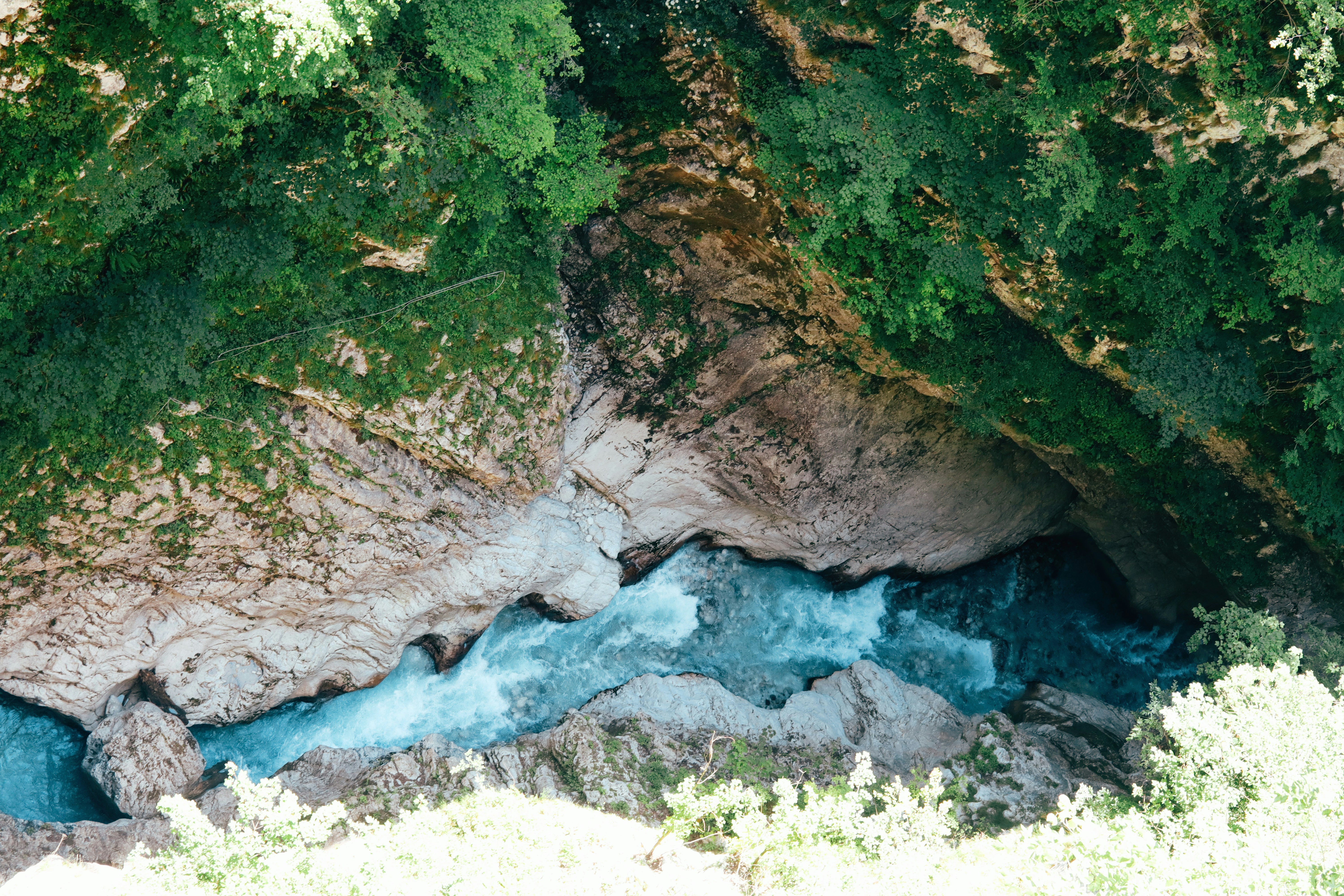 A river carves through a rocky gorge.