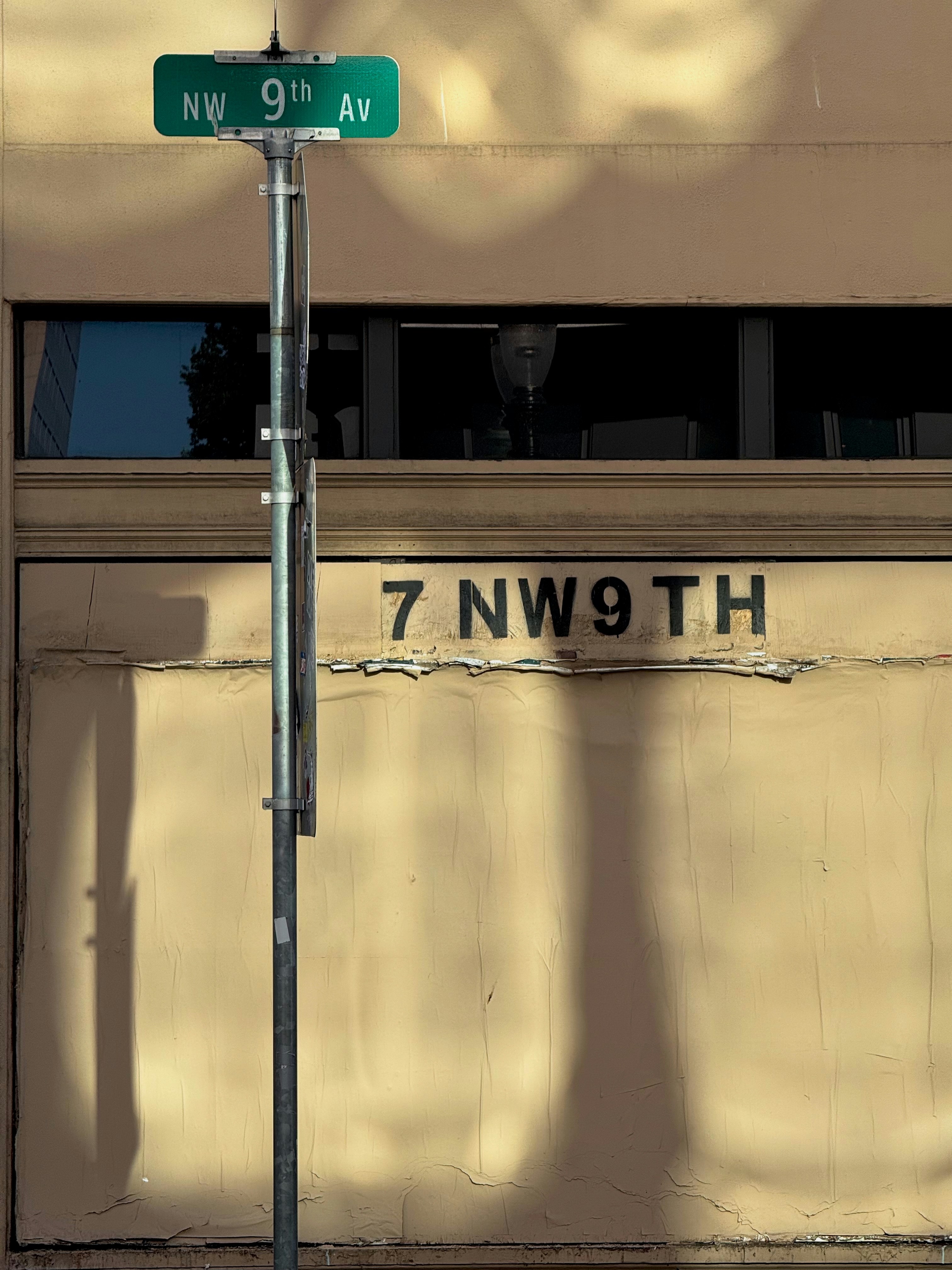 Street signs and building facade.