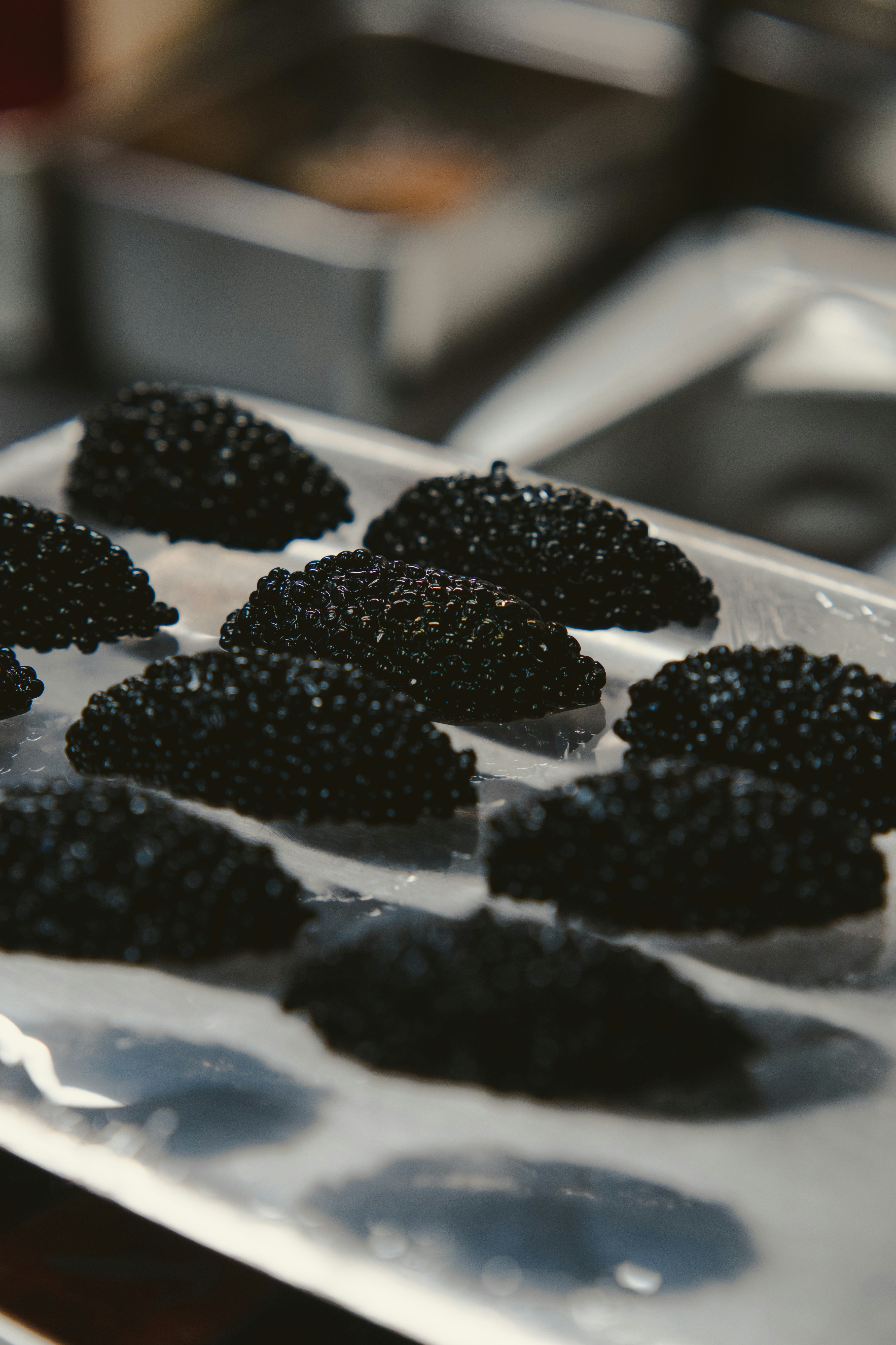 Close-up of caviar on a cracker