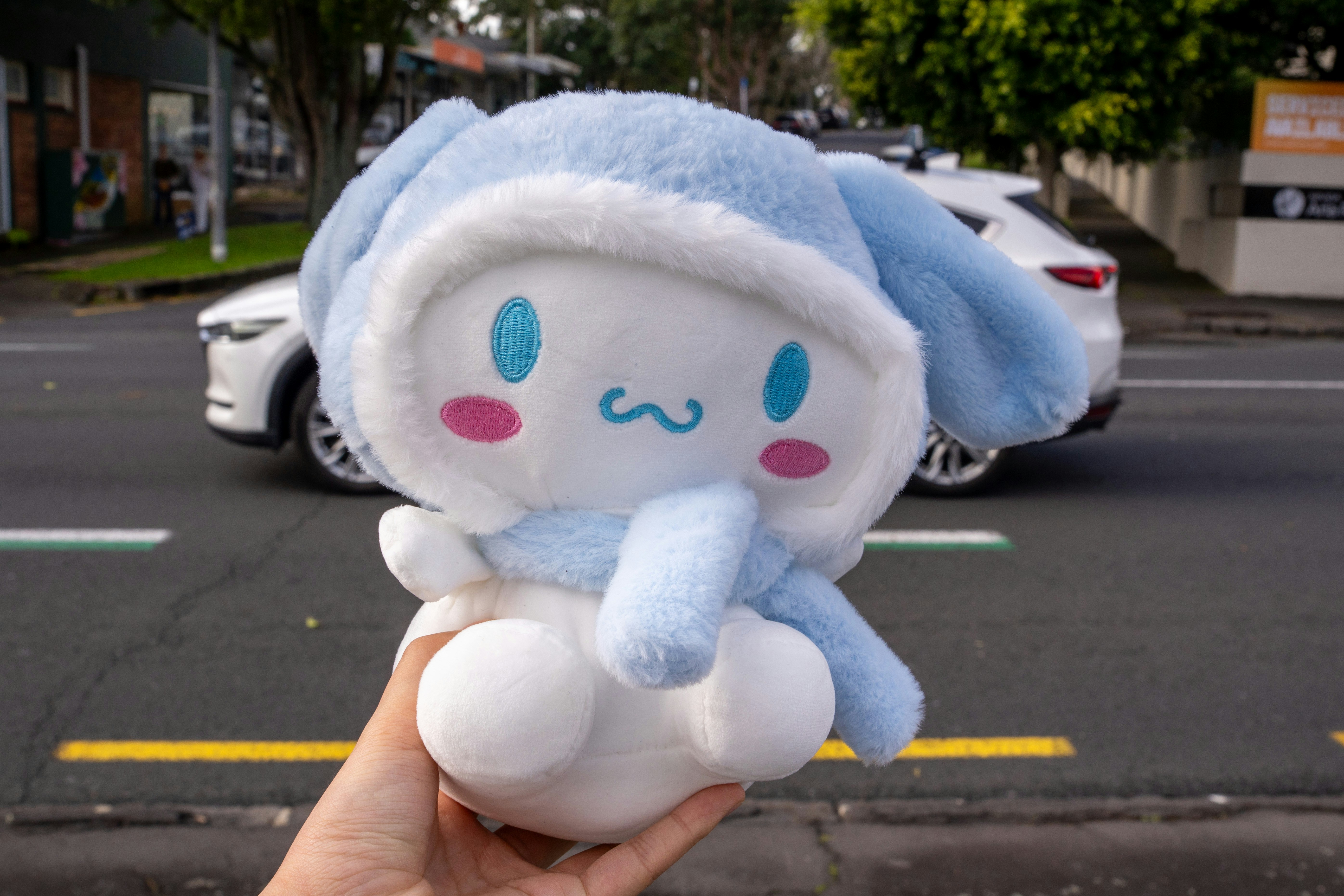 Cute animated avatar featured in a live content stream showing playful expressions