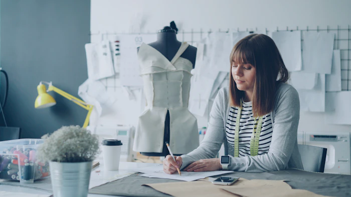 Fashion designer sketching in atelier