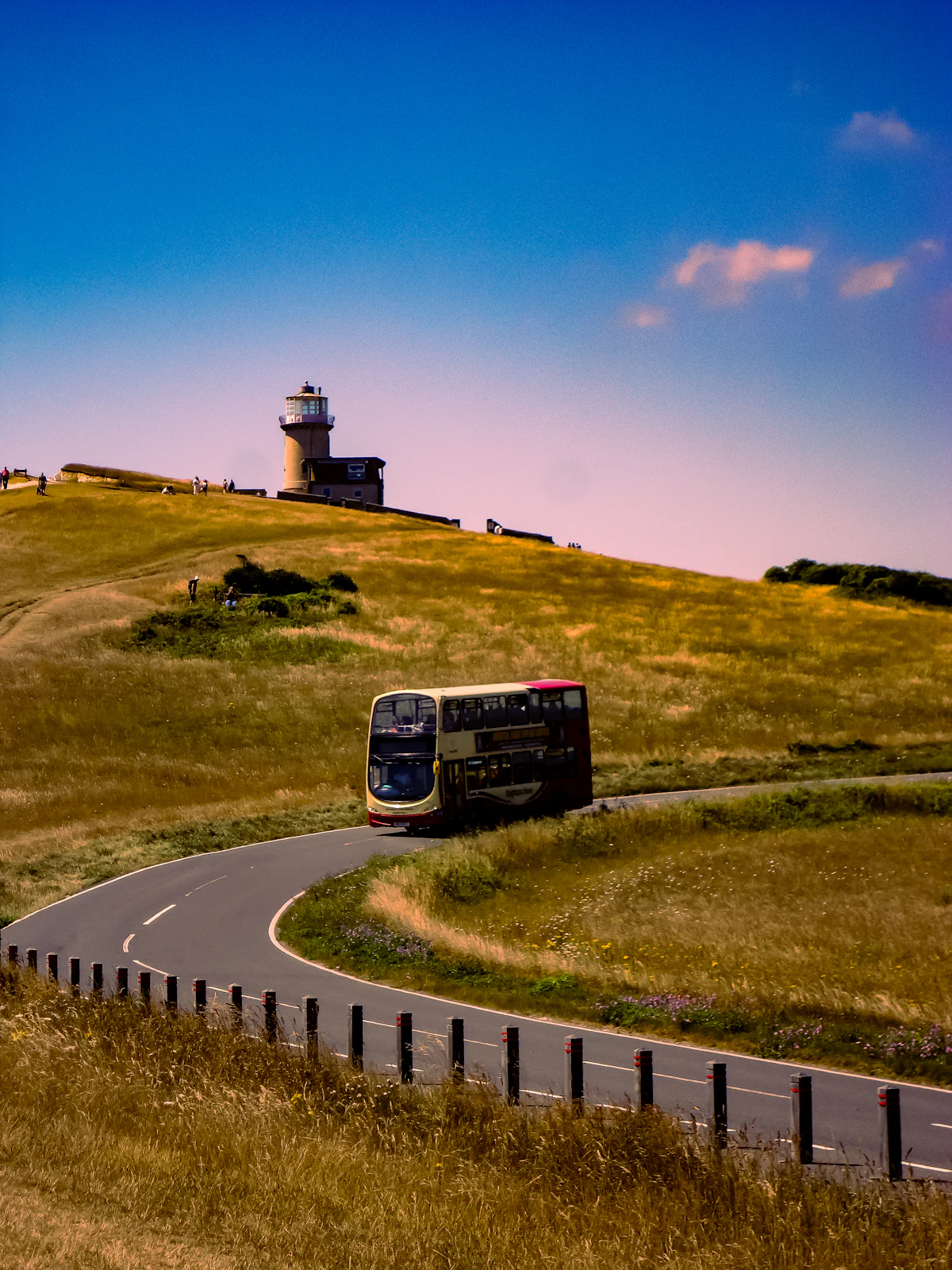 Coach driving along the coast