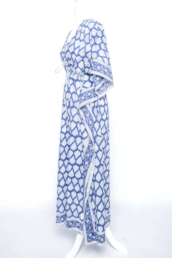 Kaftan moderne en velours bleu