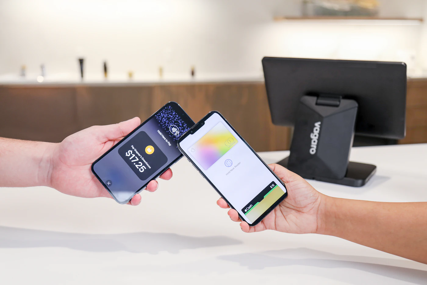 Two phones used for a contactless payment