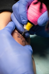 A person is getting tattooed.