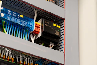 Electrical panel with wires and components