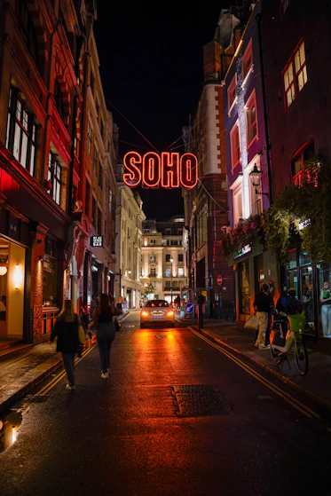A night view of soho, london.