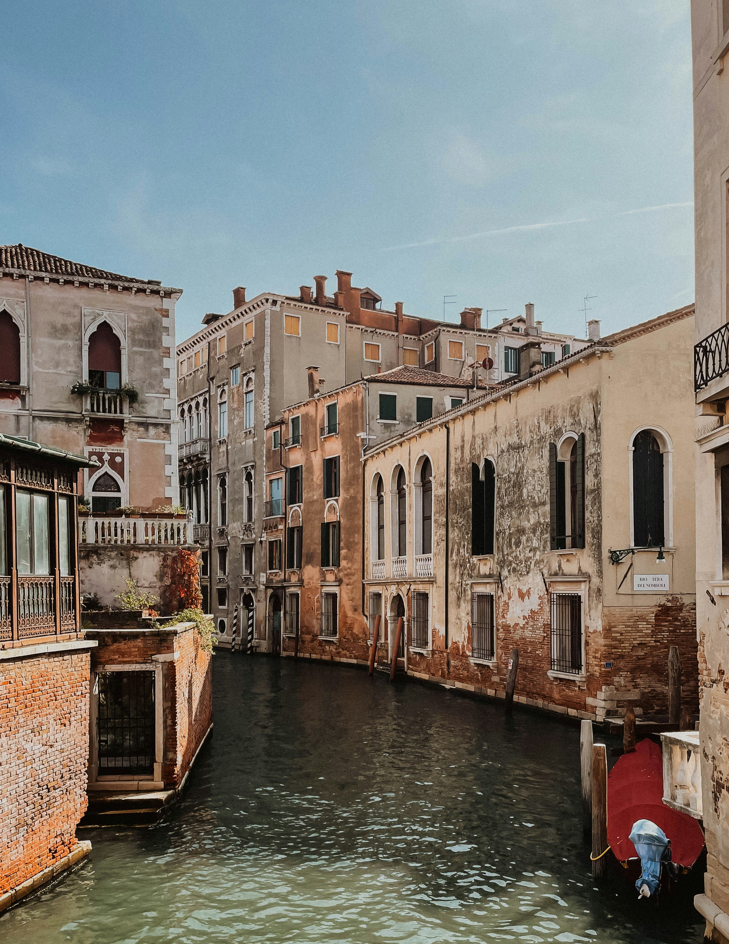 Venice canal lined with historic buildings.