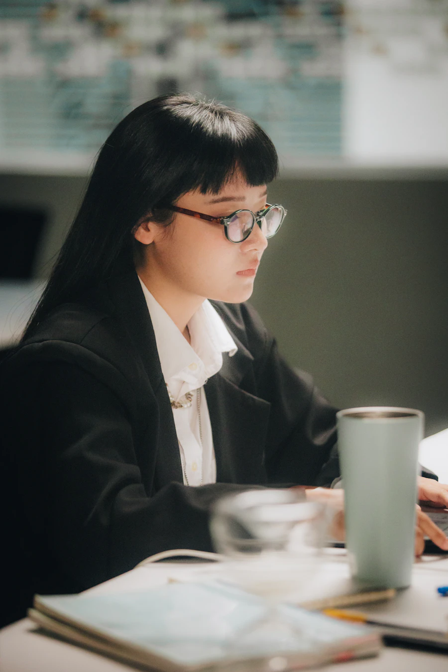 Accountant working carefully at her desk