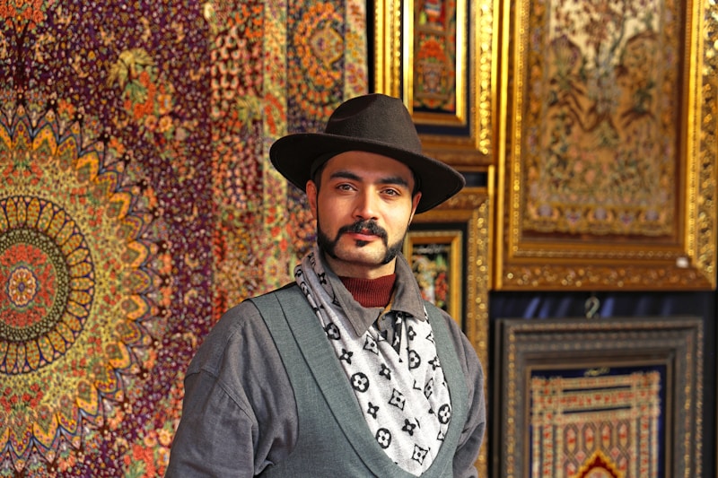 Cultured man in artistic lounge