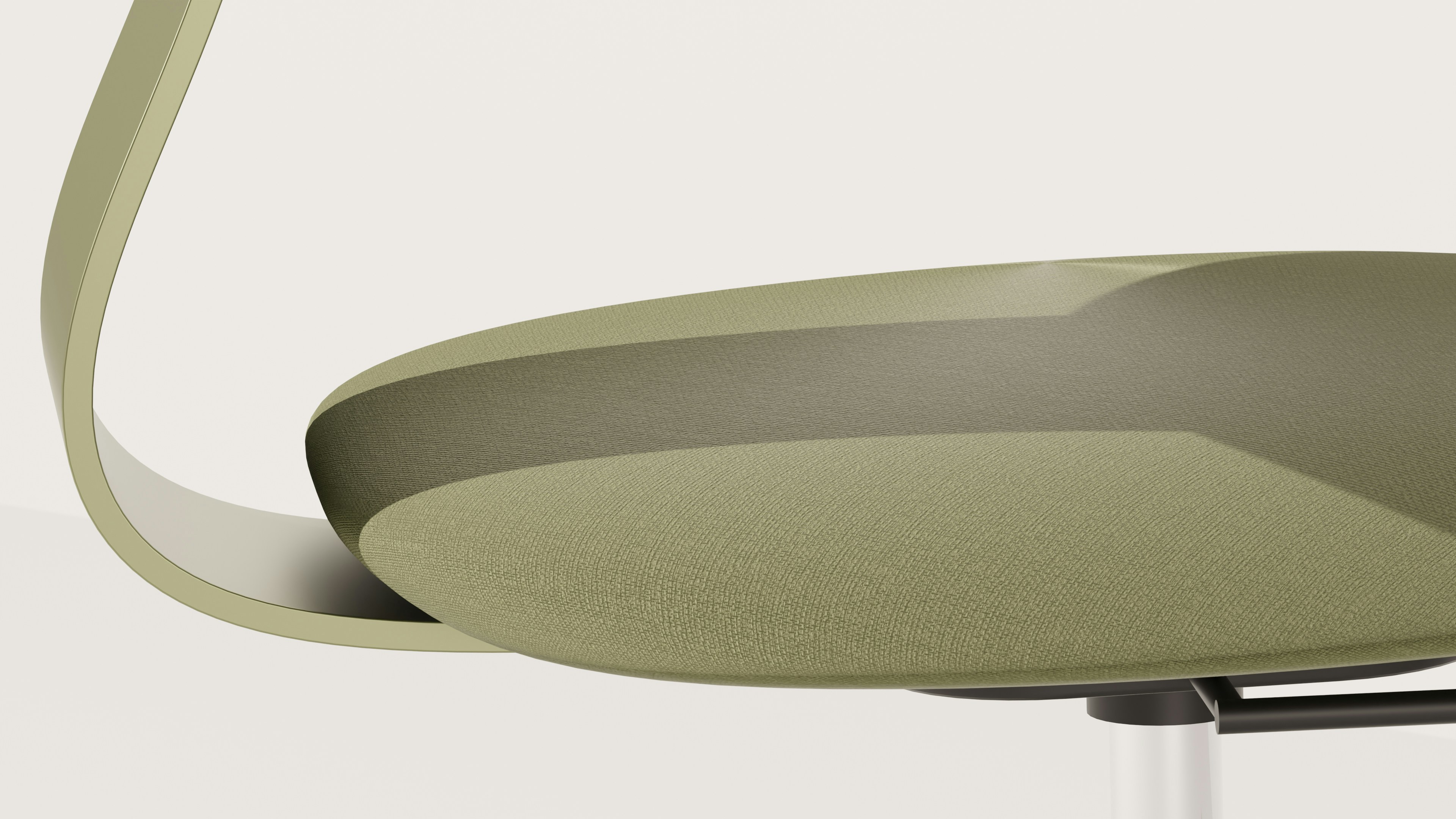 Close-up of a modern, green and white chair.