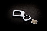 Sim cards and their adaptors are on display.