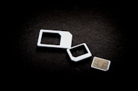 Sim cards and their adaptors are on display.