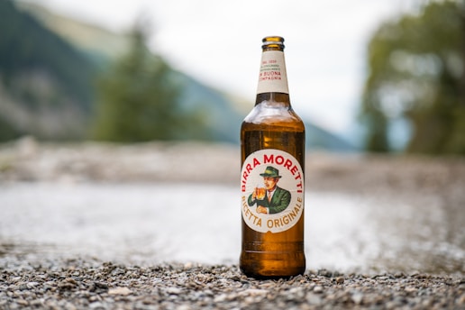A bottle of birra moretti beer.