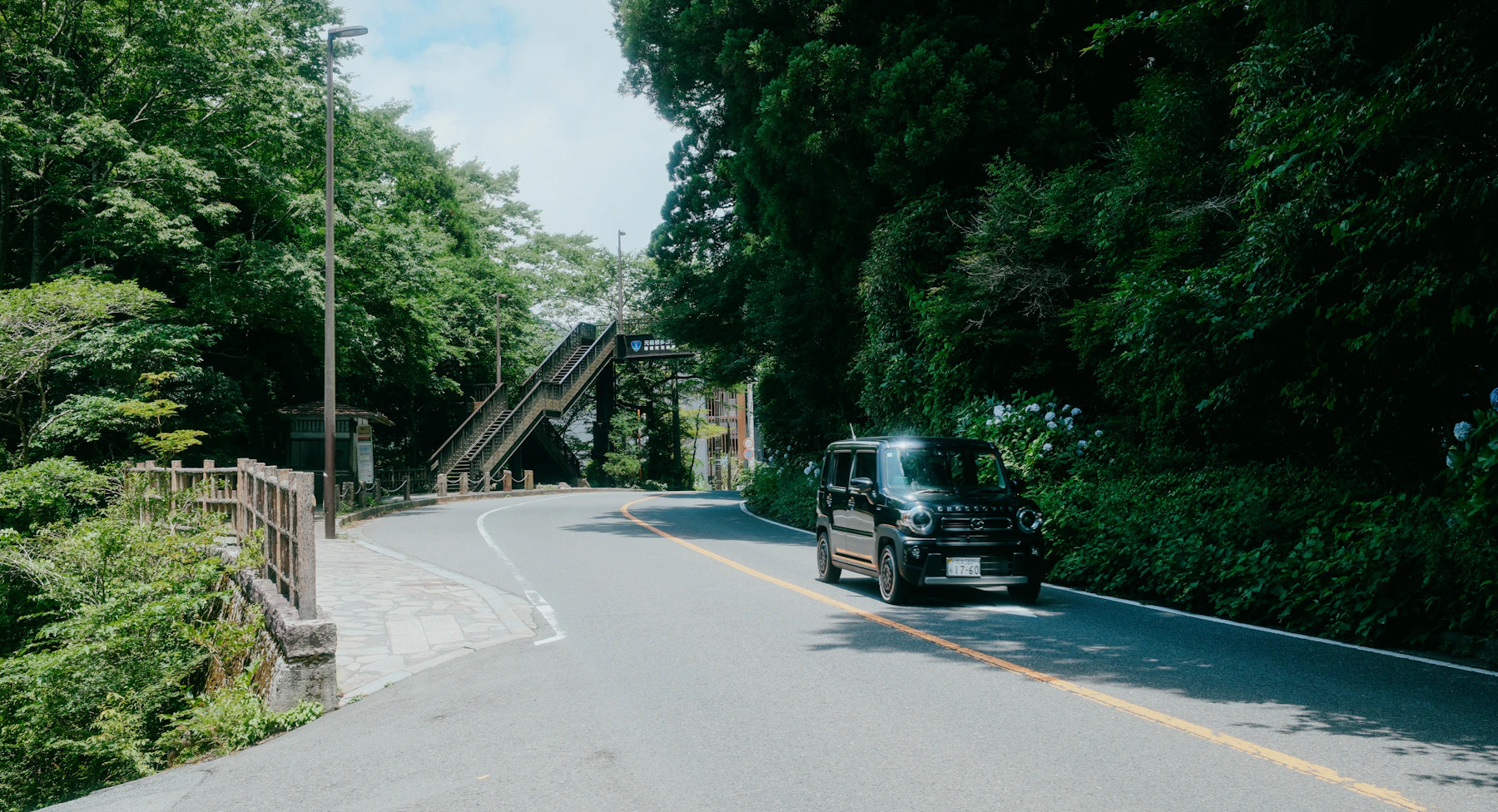 Route de Hakone entourée de végétation au Japon