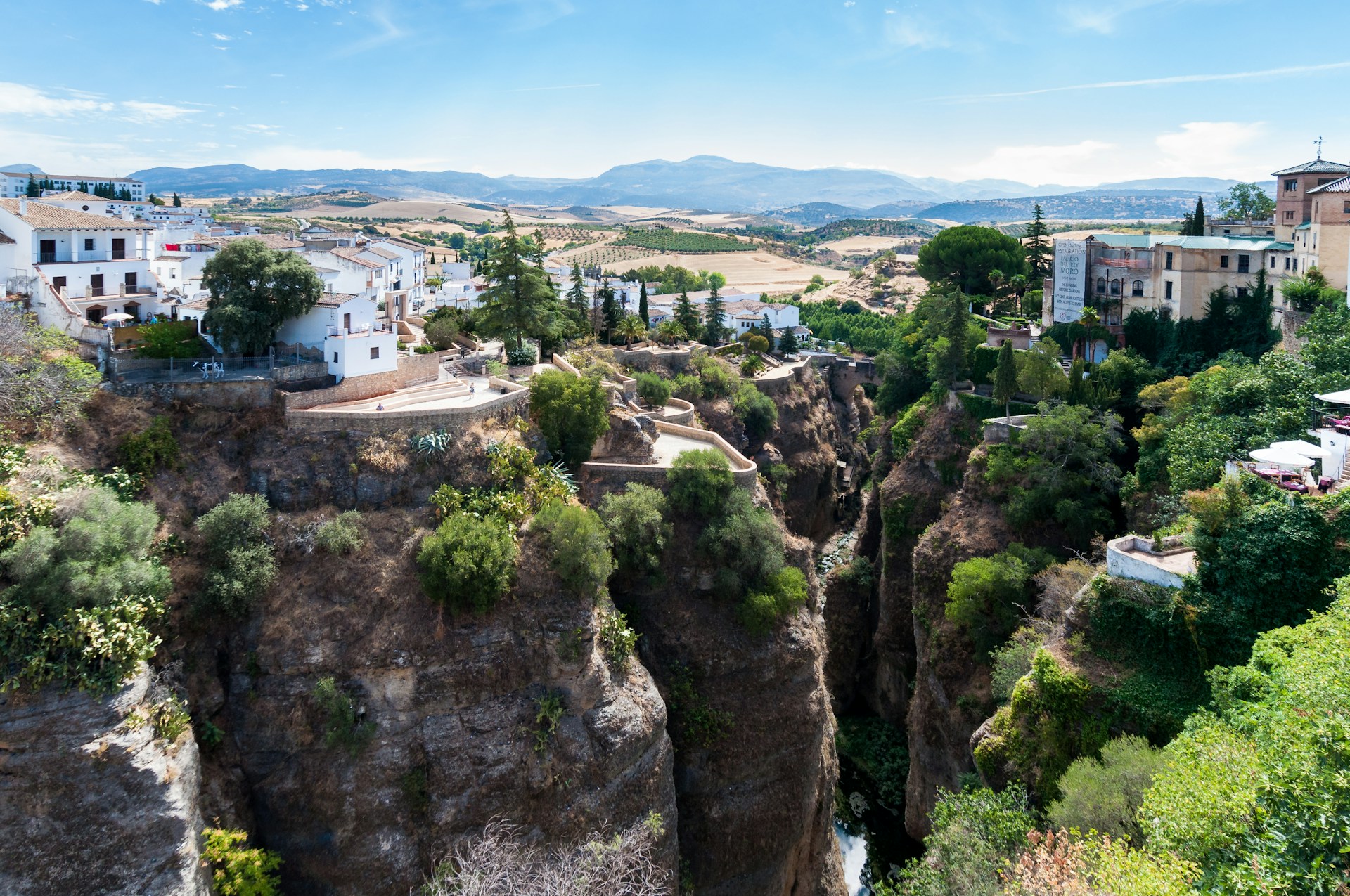 A scenic view of a spanish town and a gorge.