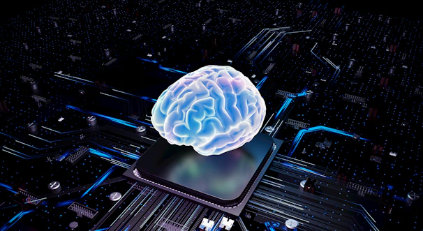 A brain over cpu represents artificial intelligence.