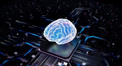 A brain over cpu represents artificial intelligence.