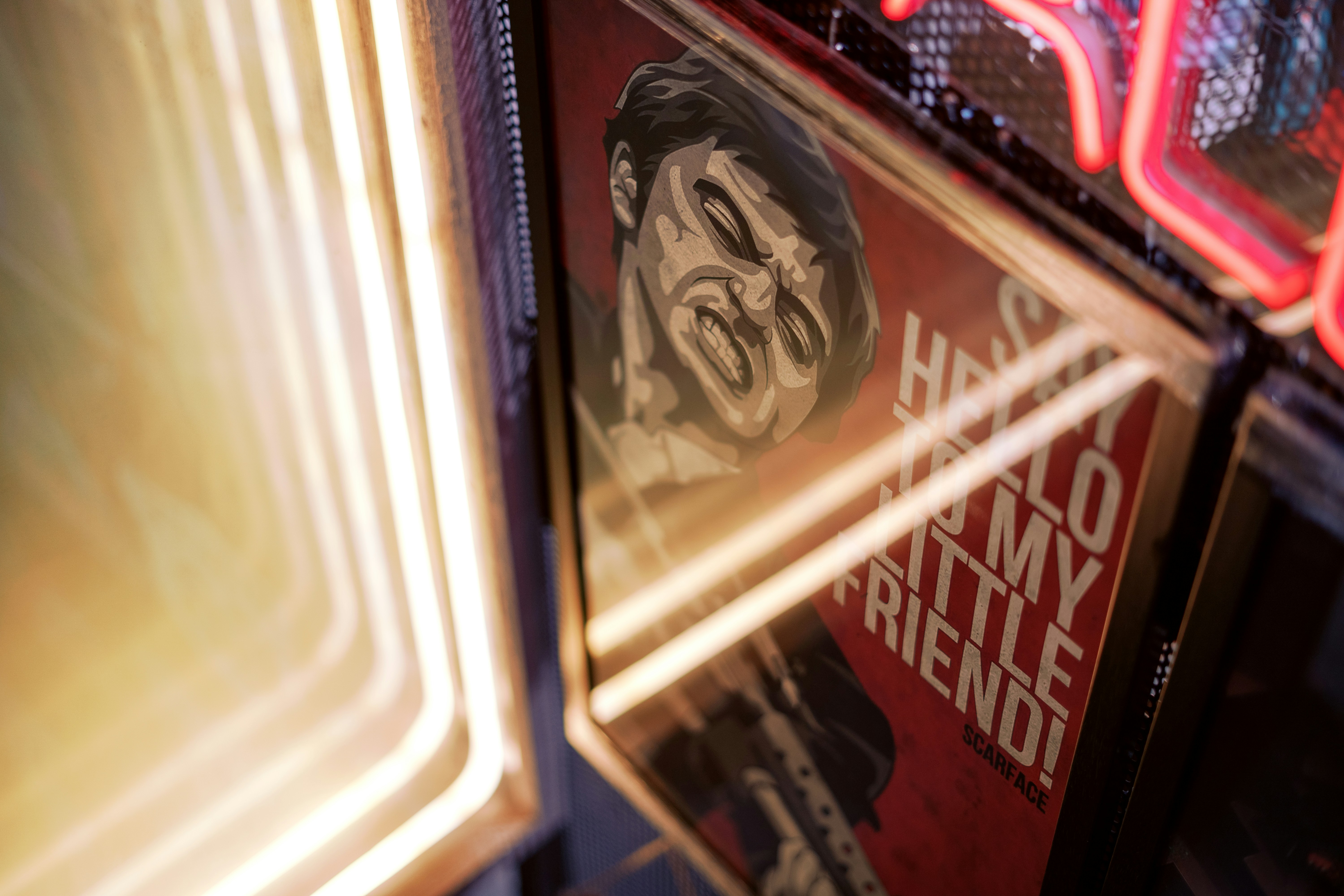 A poster with the quote "hello my little friend!"