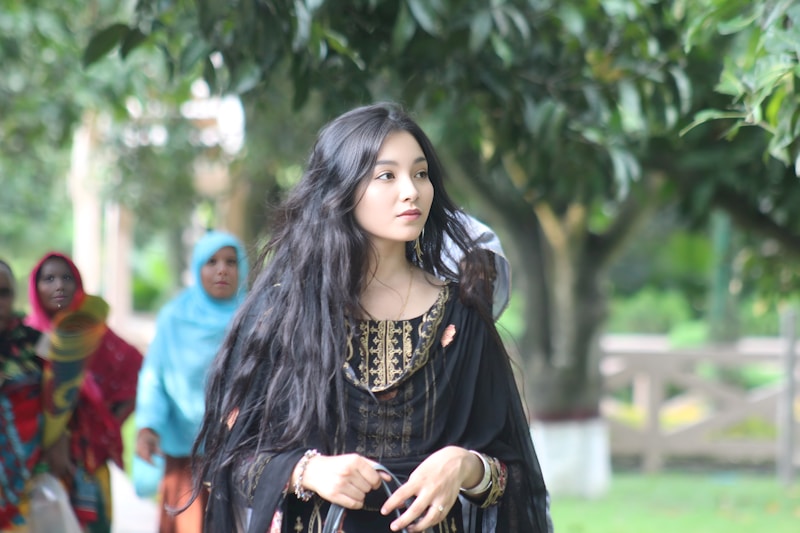 Elegant profile with flowing hair