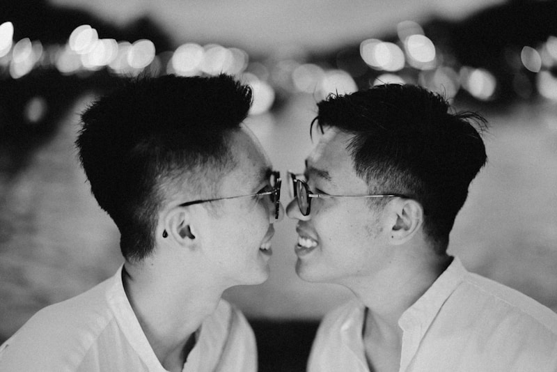 Happy gay couple smiling