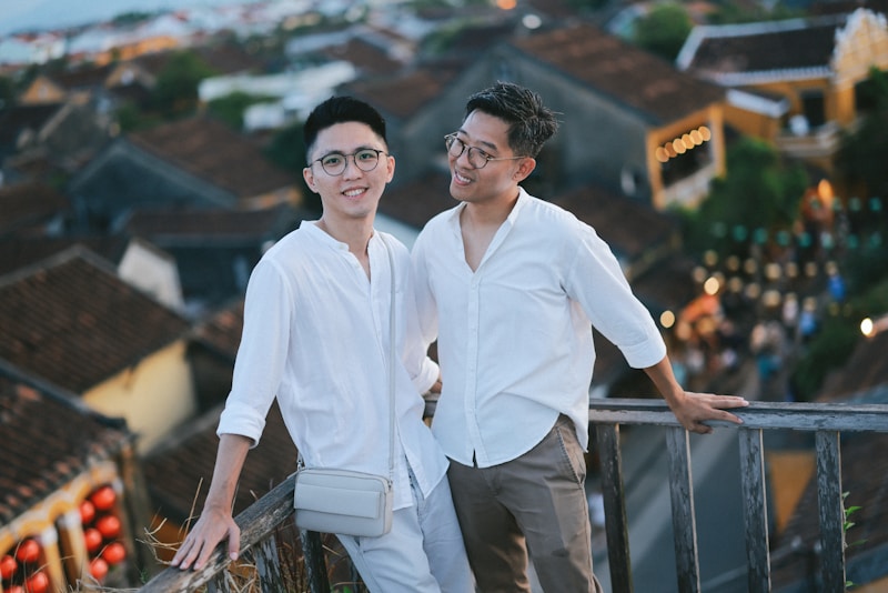 Couple with city backdrop