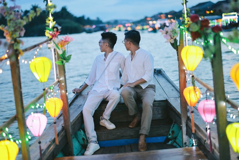 Lantern-lit boat romance