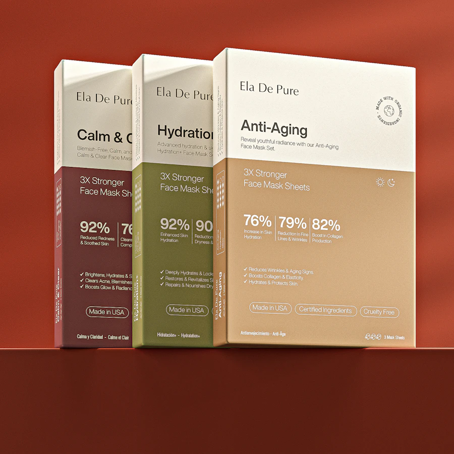 Premium facial mask boxes in earthy tones