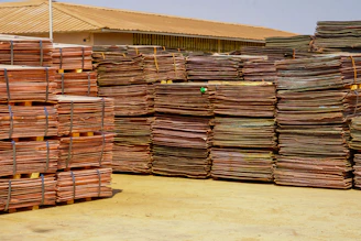 Piles of copper await further processing.