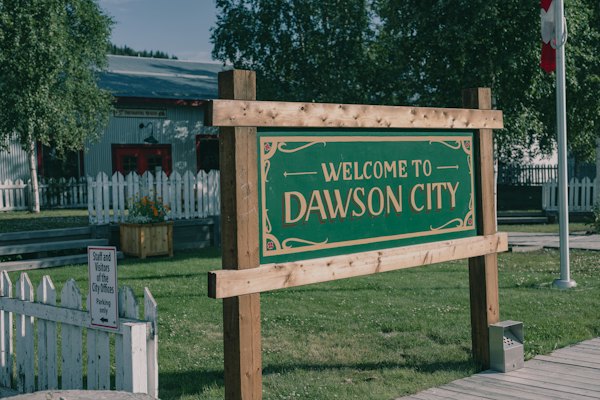 The welcome sign — Dawson City, Canada